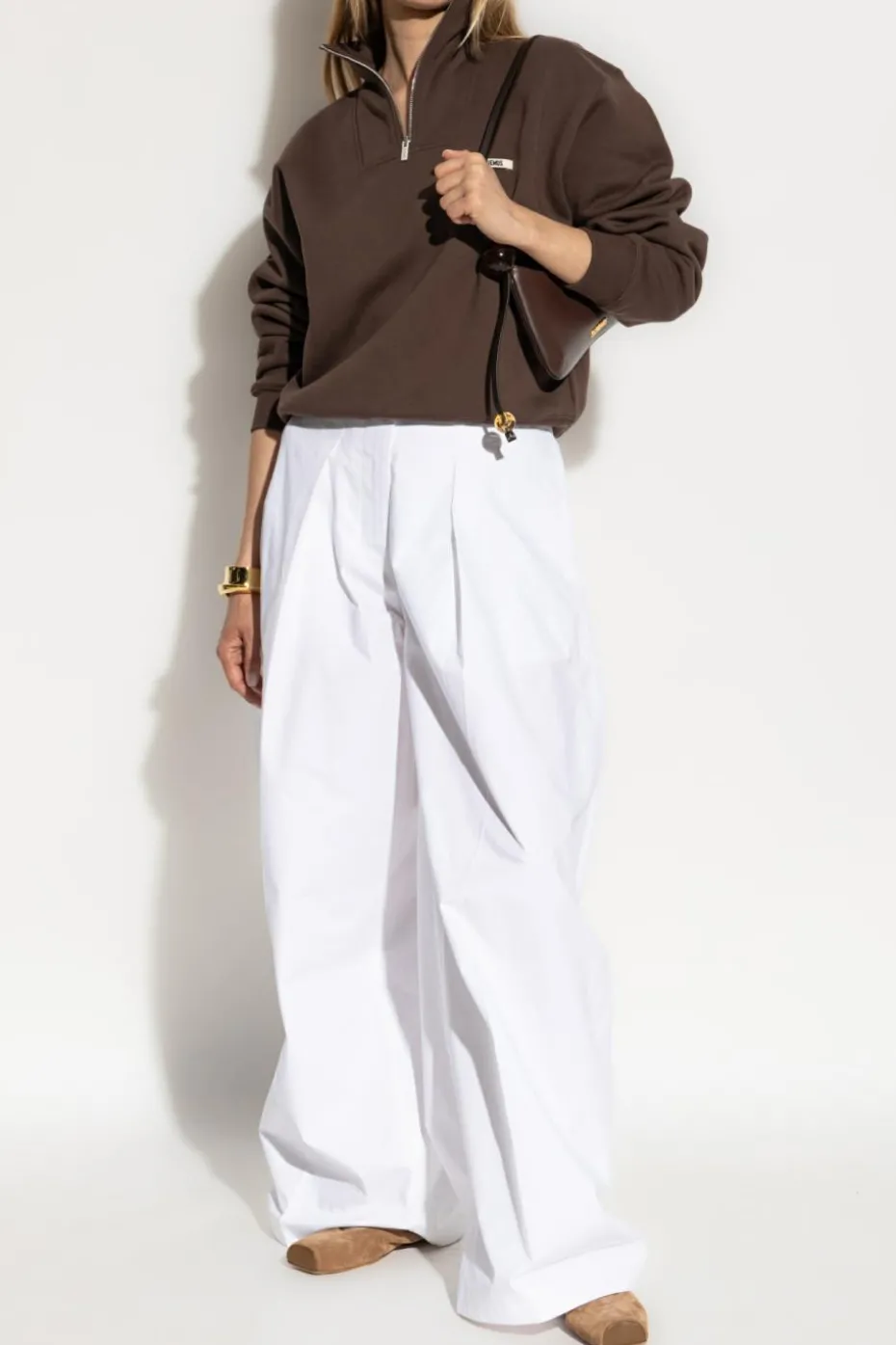 Jacquemus BRĄZOWY Bluza ze stójką