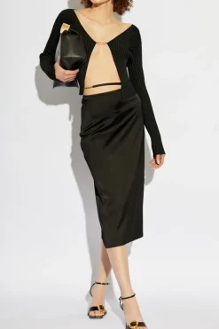 Jacquemus CZARNY Prążkowany top z logo ‘Pralu’