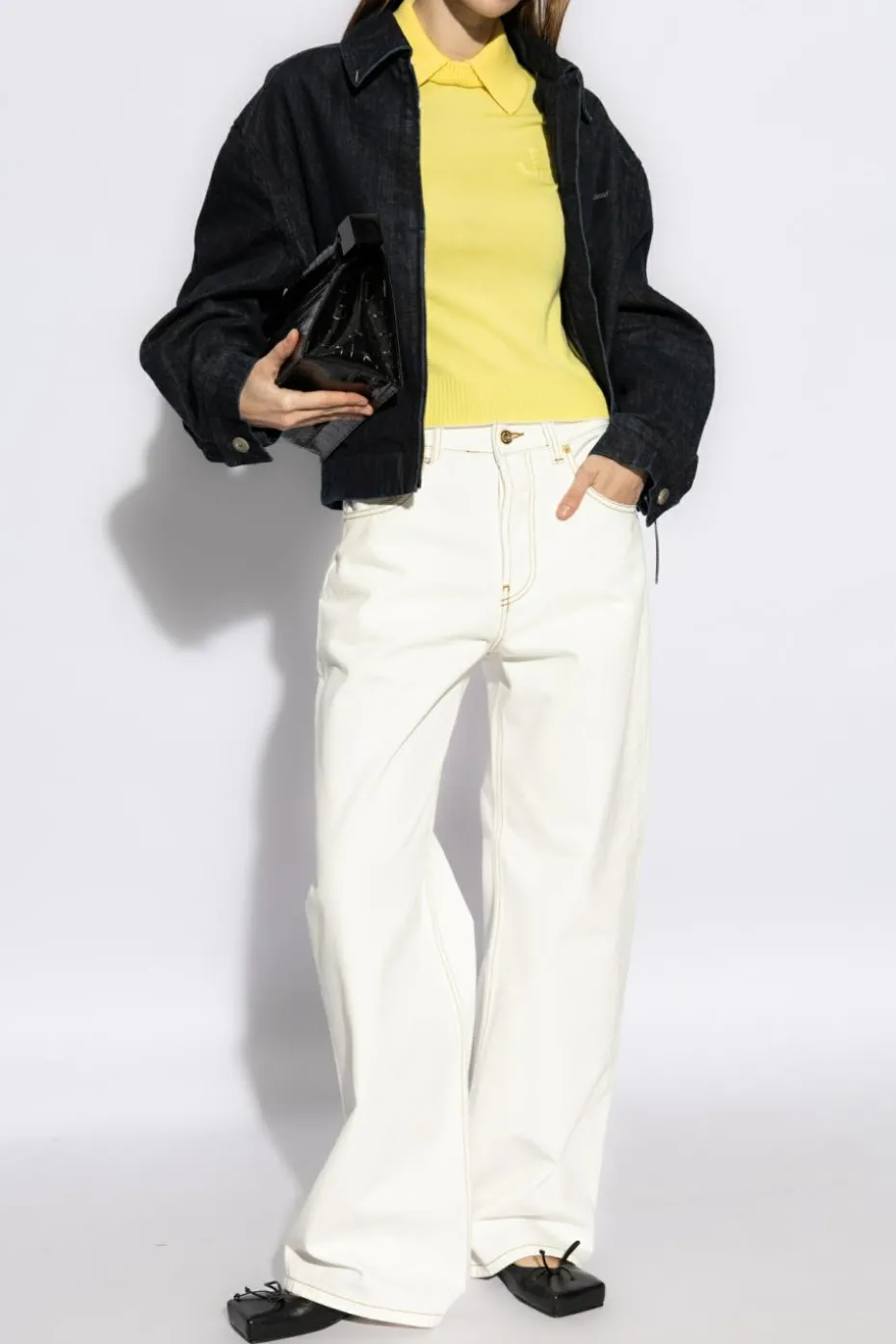 Jacquemus GRANATOWY Jeansowa kurtka `Veste`