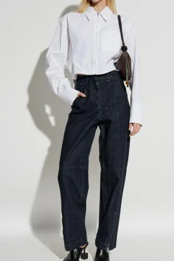 Jacquemus GRANATOWY Jeansy z logo
