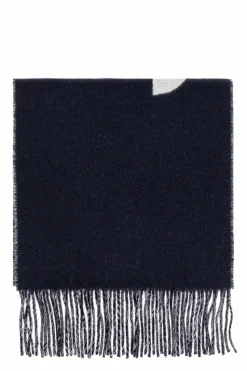 Jacquemus GRANATOWY Wełniany szal z logo