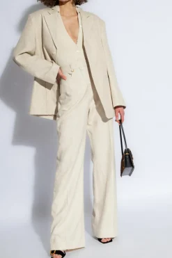Jacquemus kremowy Jednorzędowa marynarka