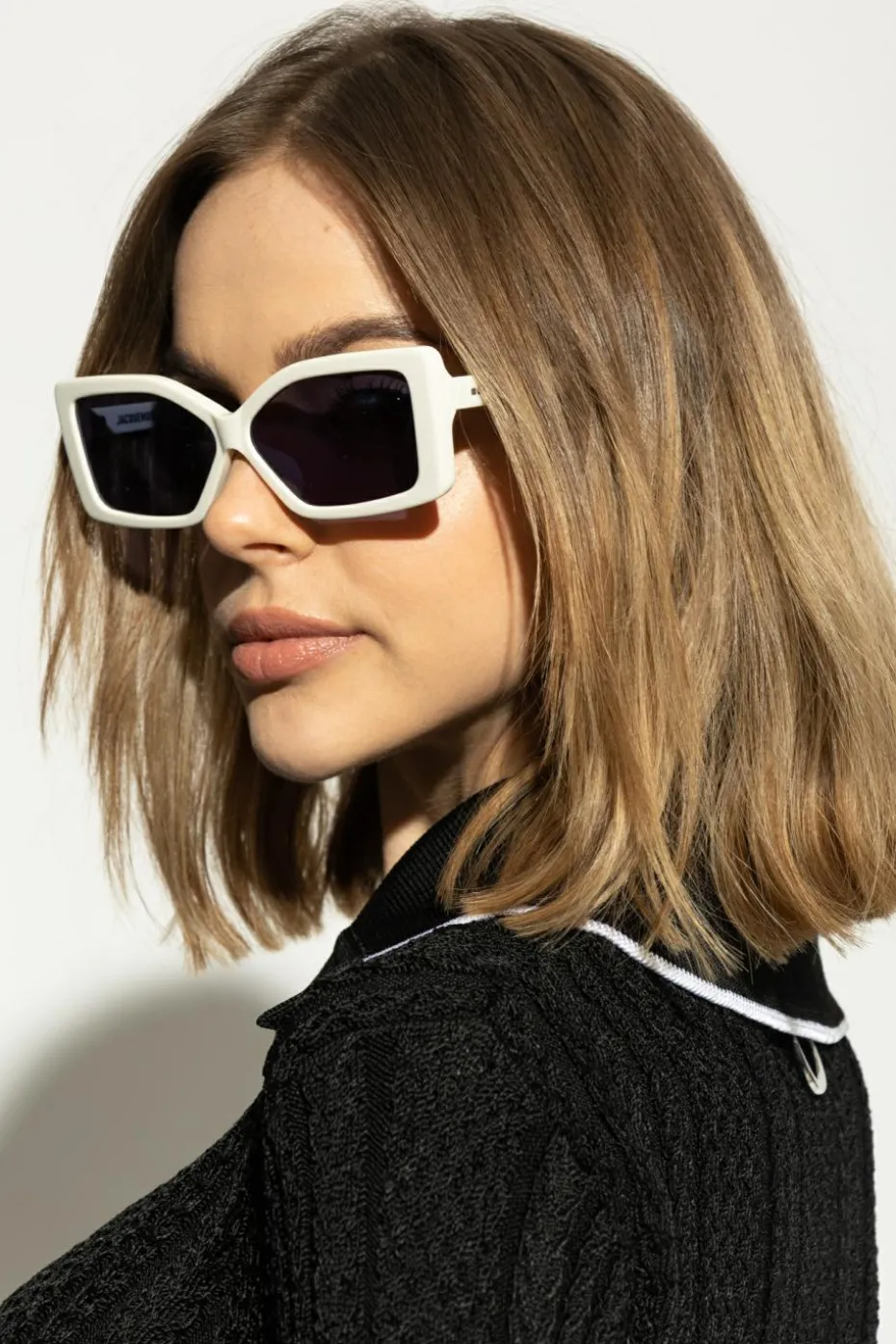 Jacquemus kremowy Okulary przeciwsłoneczne