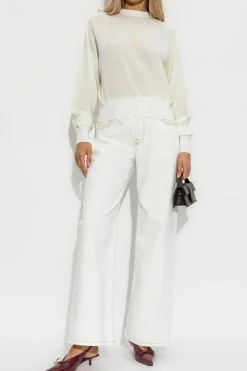 Jacquemus kremowy Sweter z logo