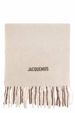 Jacquemus kremowy Szal z logo
