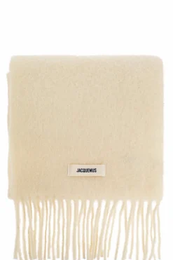 Jacquemus kremowy Szal z naszywką z logo