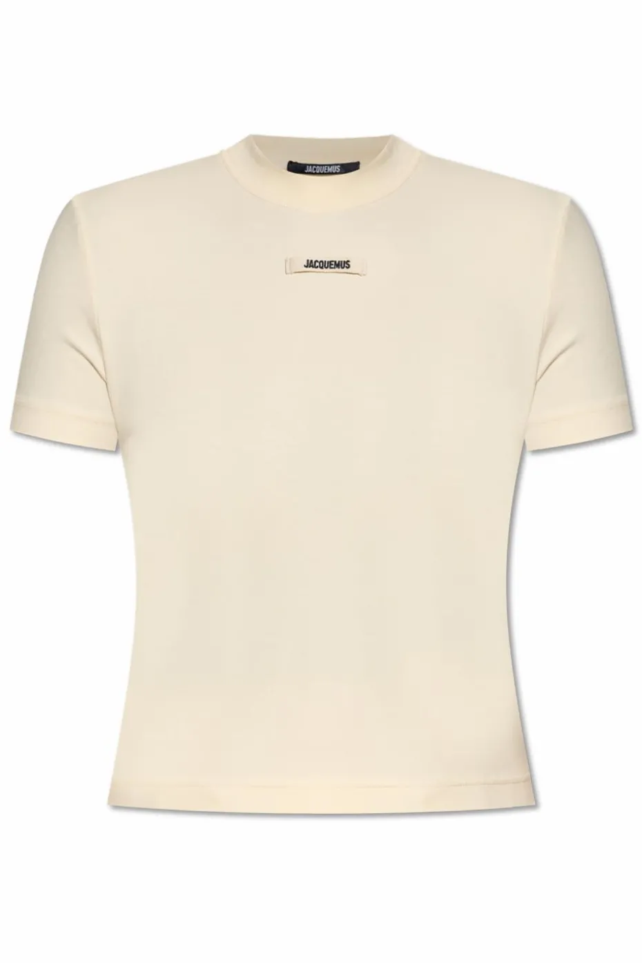 Jacquemus kremowy T-shirt z naszywką z logo