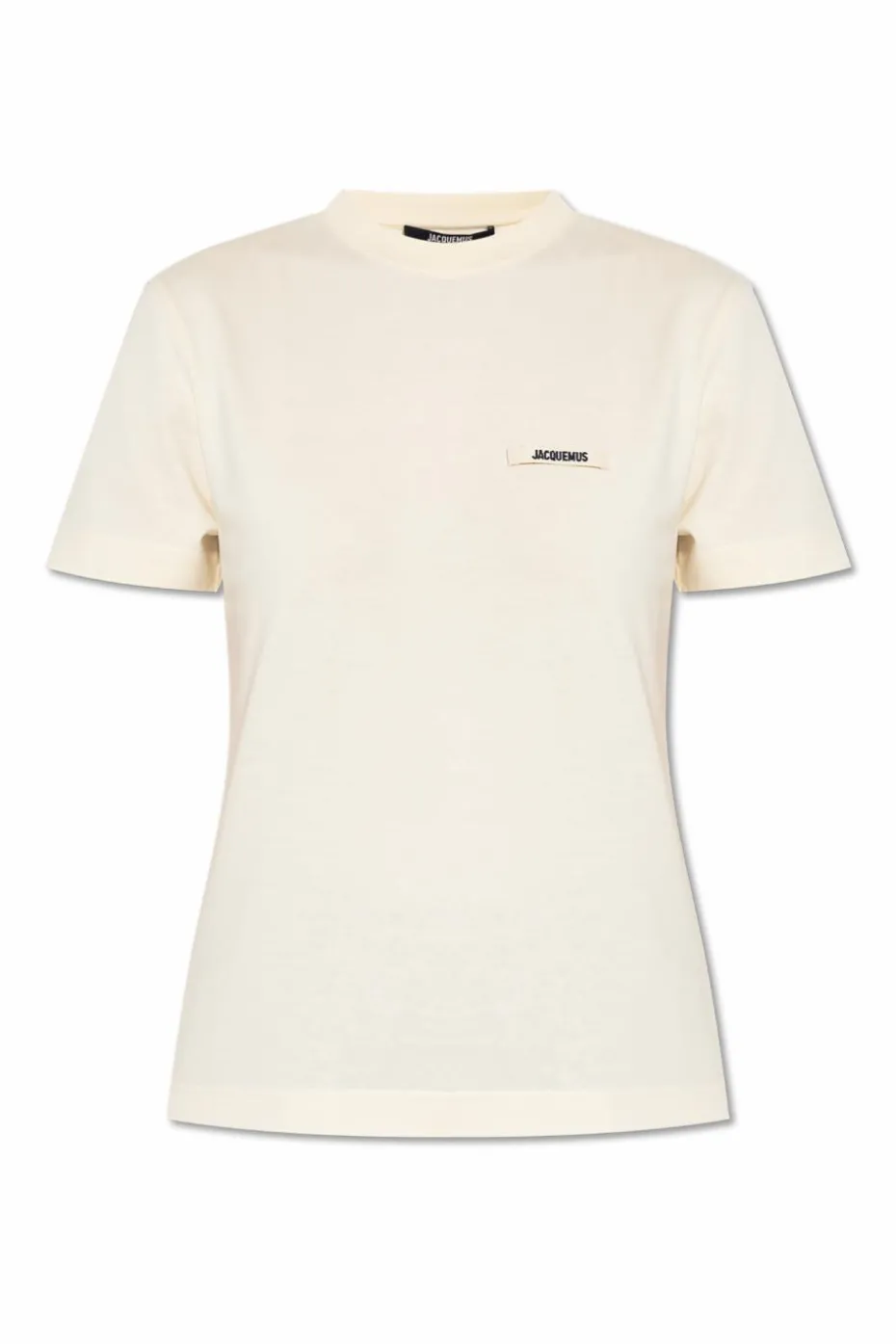 Jacquemus kremowy T-shirt z naszywką z logo