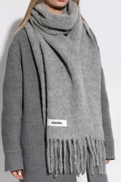 Jacquemus SZARY Szal z naszywką z logo