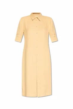 JIL SANDER beżowy Sukienka z krótkimi rękawami