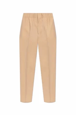 JIL SANDER beżowy Wełniane spodnie