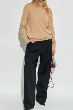 JIL SANDER beżowy Wełniany golf