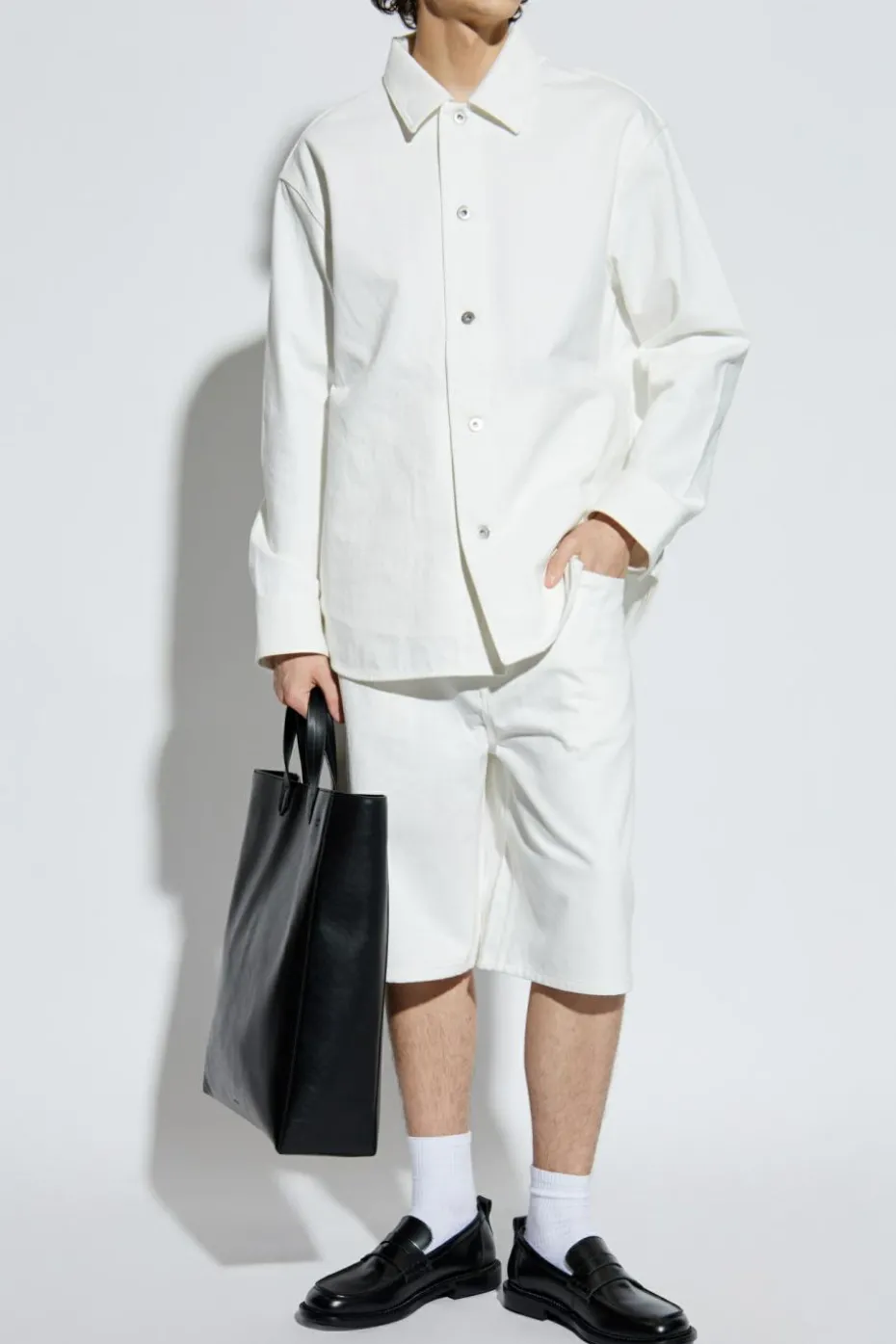 JIL SANDER BIAŁY Bermudy z logo