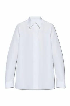 JIL SANDER BIAŁY Koszula z krytą plisą