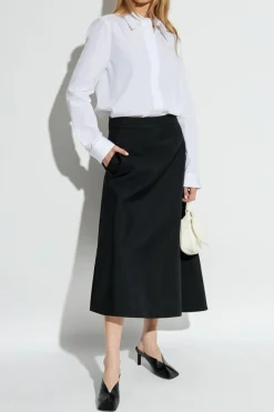 JIL SANDER BIAŁY Koszula z krytą plisą