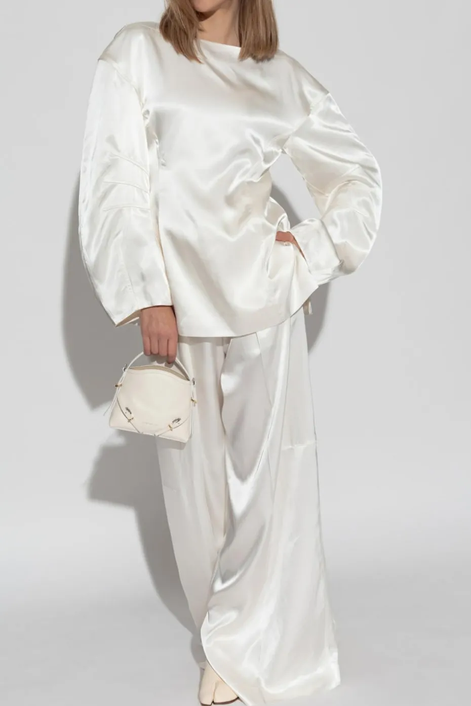 JIL SANDER BIAŁY Połyskujący top