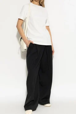 JIL SANDER+ BIAŁY T-shirt z naszywką z logo