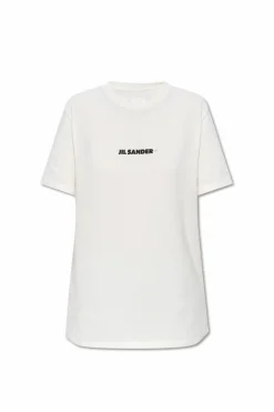 JIL SANDER+ BIAŁY T-shirt z logo