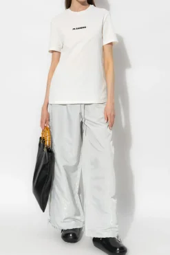 JIL SANDER+ BIAŁY T-shirt z logo