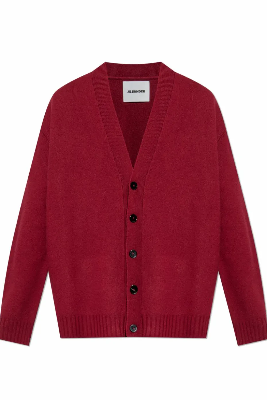 JIL SANDER BORDO Wełniany kardigan