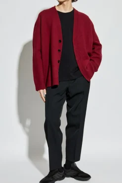 JIL SANDER BORDO Wełniany kardigan