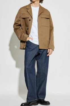 JIL SANDER BRĄZOWY Koszula z kieszeniami