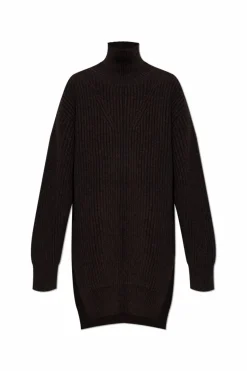 JIL SANDER BRĄZOWY Wełniany golf
