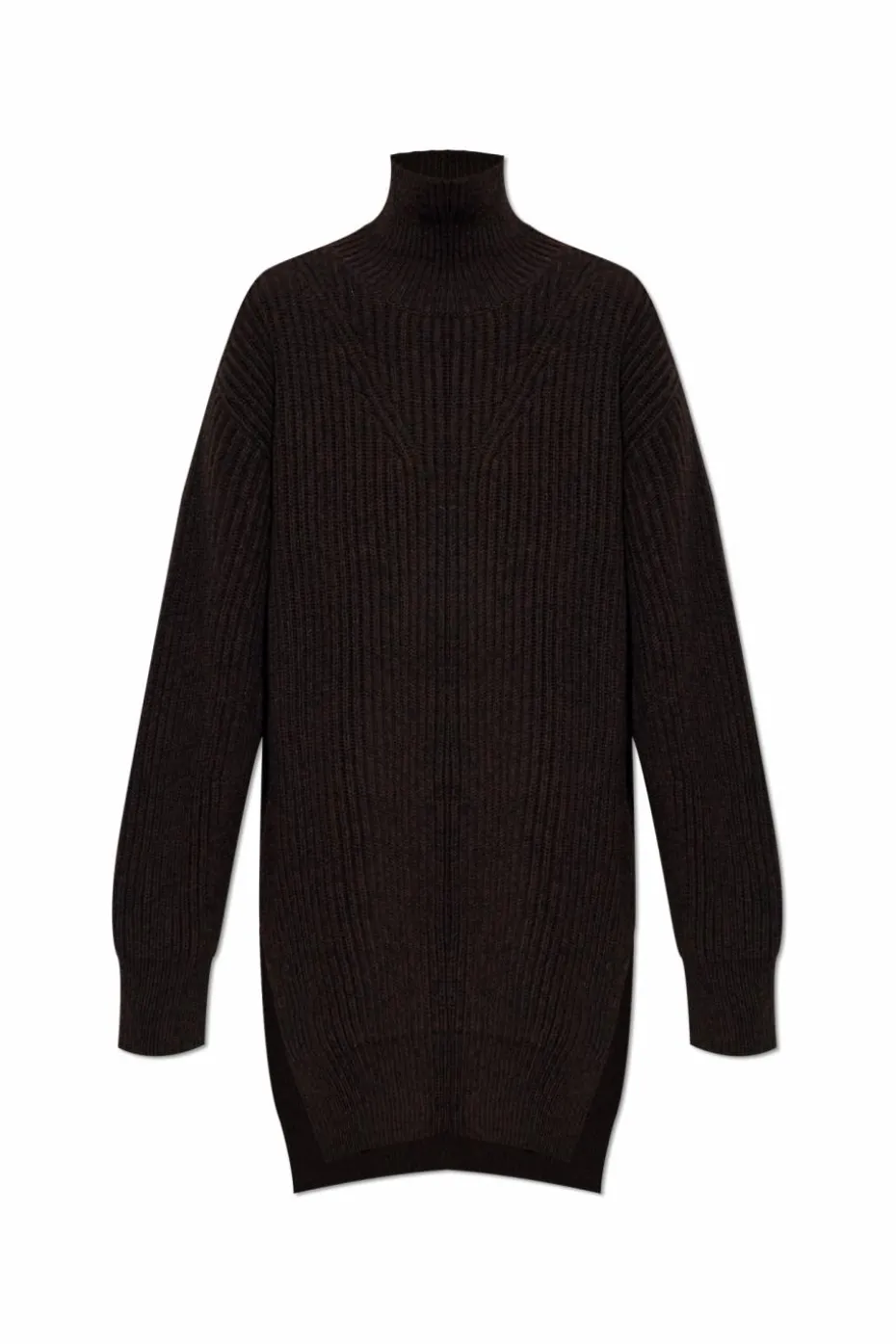 JIL SANDER BRĄZOWY Wełniany golf