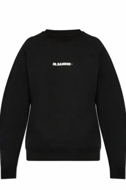 JIL SANDER+ CZARNY Bluza z nadrukowanym logo