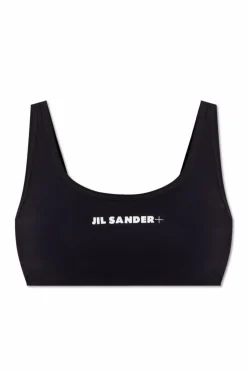 JIL SANDER+ CZARNY Góra od kostiumu kąpielowego z logo