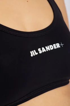 JIL SANDER+ CZARNY Góra od kostiumu kąpielowego z logo