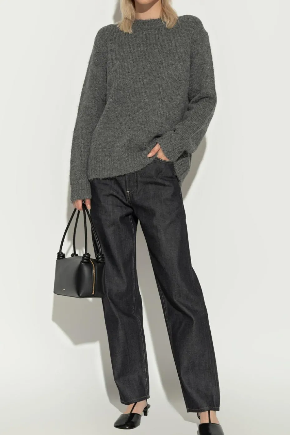 JIL SANDER CZARNY Jeansy z logo