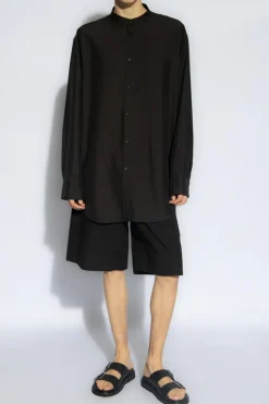 JIL SANDER CZARNY Jedwabna koszula
