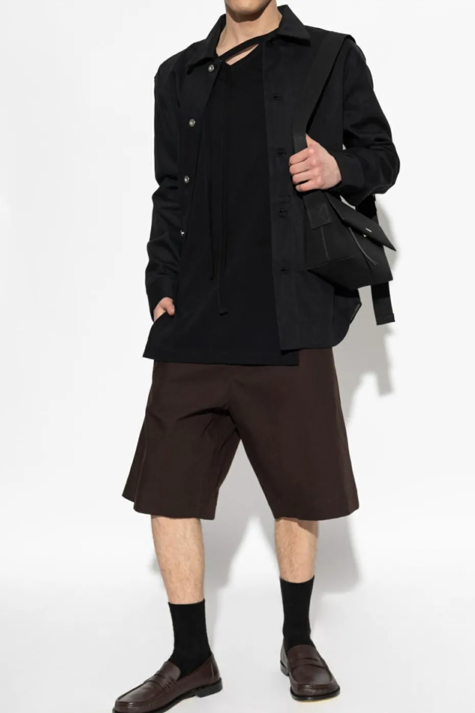 JIL SANDER CZARNY Koszula z kieszeniami po bokach