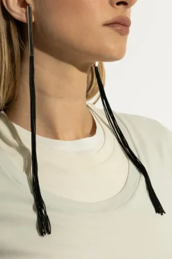 JIL SANDER CZARNY Mosiężne kolczyki