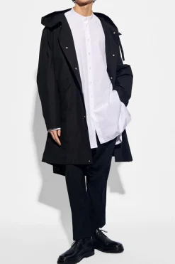 JIL SANDER CZARNY Płaszcz z logo