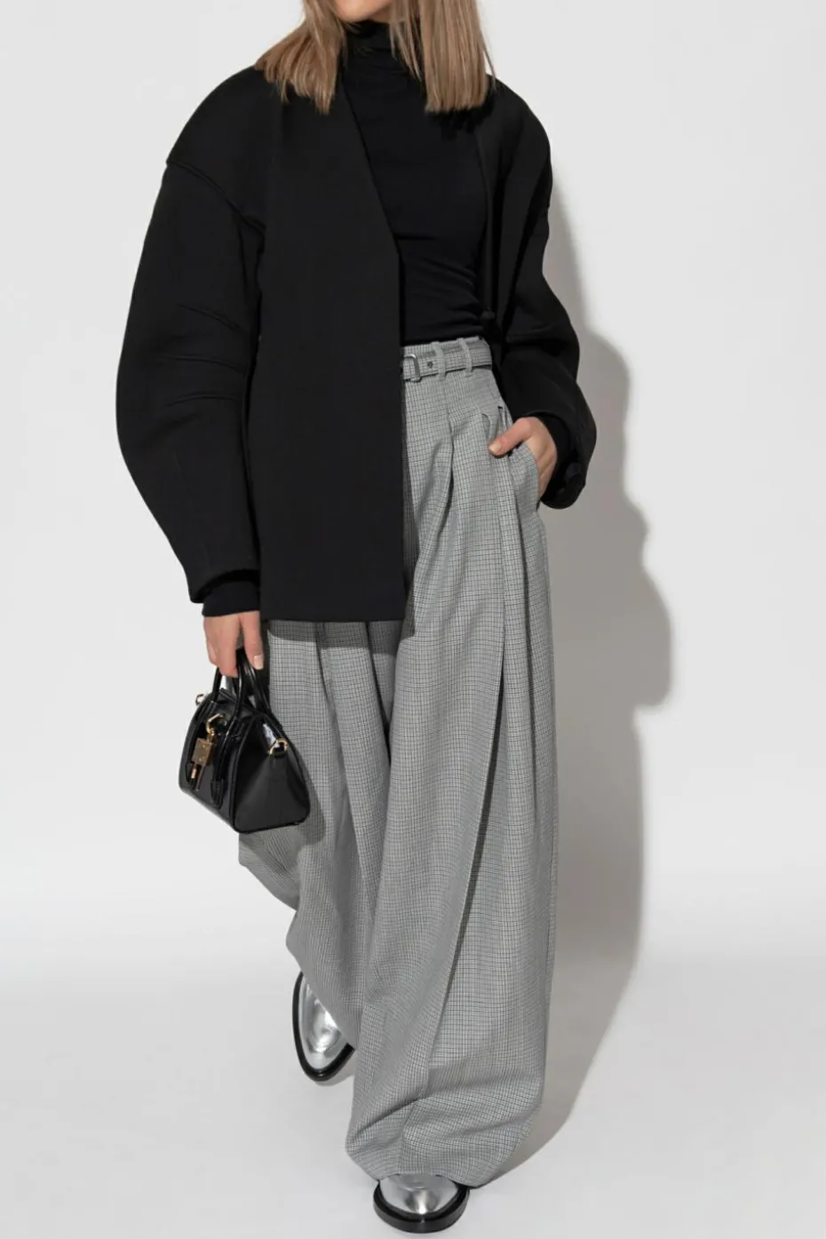 JIL SANDER+ CZARNY Podwójny sweter