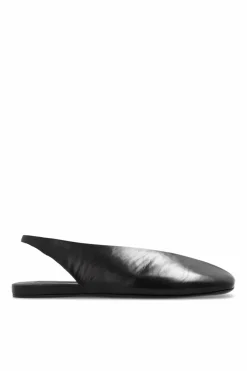 JIL SANDER CZARNY Skórzane baleriny