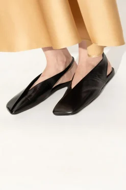 JIL SANDER CZARNY Skórzane baleriny