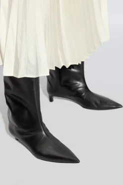 JIL SANDER CZARNY Skórzane botki