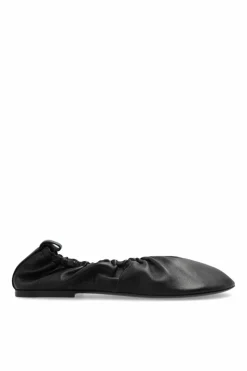 JIL SANDER CZARNY Skórzane baleriny