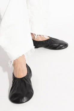JIL SANDER CZARNY Skórzane baleriny