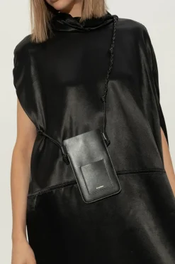 JIL SANDER CZARNY Skórzane etui na telefon