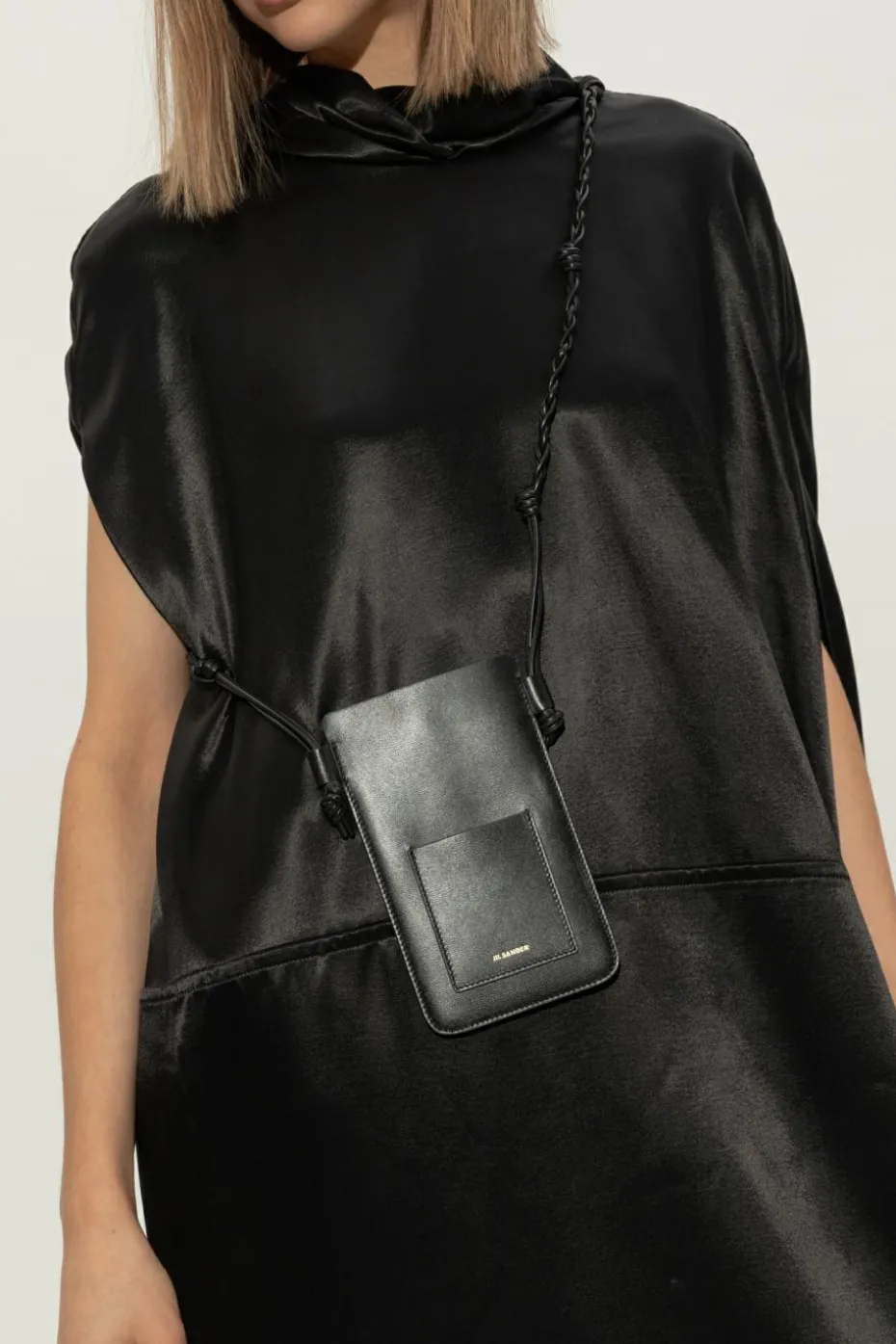 JIL SANDER CZARNY Skórzane etui na telefon