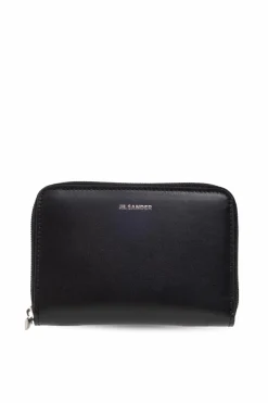 JIL SANDER CZARNY Skórzany portfel