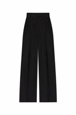 JIL SANDER CZARNY Spodnie w kant z zaszewkami