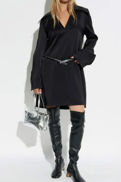 JIL SANDER CZARNY Sukienka z kołnierzem