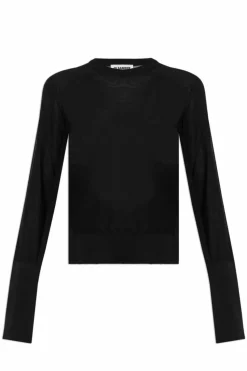 JIL SANDER CZARNY Sweter z okrągłym dekoltem