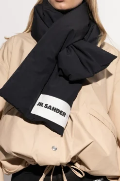 JIL SANDER+ CZARNY Szal z logo