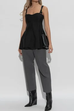 JIL SANDER CZARNY Top na ramiączkach